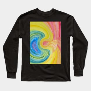 Abstract Bright Painted Rainbow Swirl Long Sleeve T-Shirt